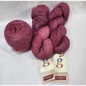 Fyberspates Gleem Lace Yarn Lot 3 Skeins Maroon Red Silk Wool Hand Dyed